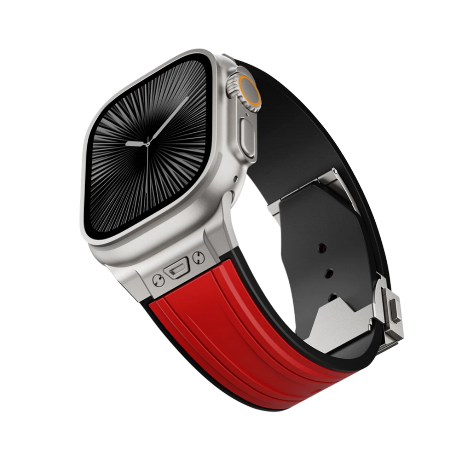 Red Luxury Mechanical Slicone Sports Band By Shopyholy Compatible For Apple Watch