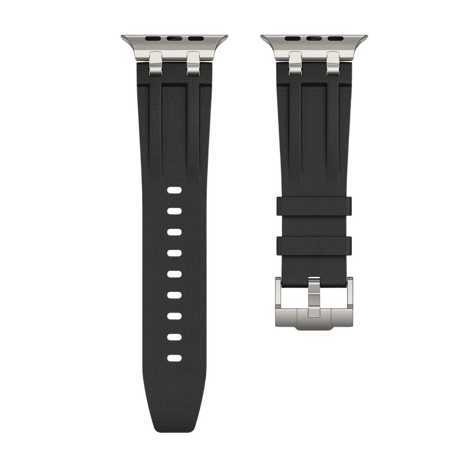 Black Luxury AP FKM Rubber Woven Bands By Shopyholy Compatible For Apple Watch
