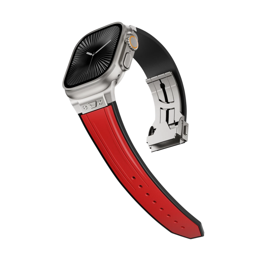 Red Luxury Mechanical Slicone Sports Band By Shopyholy Compatible For Apple Watch
