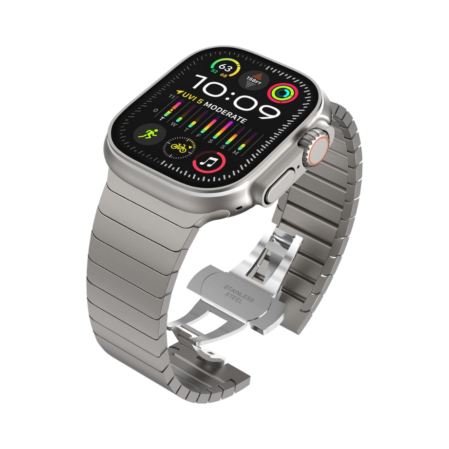 Titanium Ultra Premium Stylish Metal Stainless Steel Link Bracelet By Shopyholy For iWatch Ultra