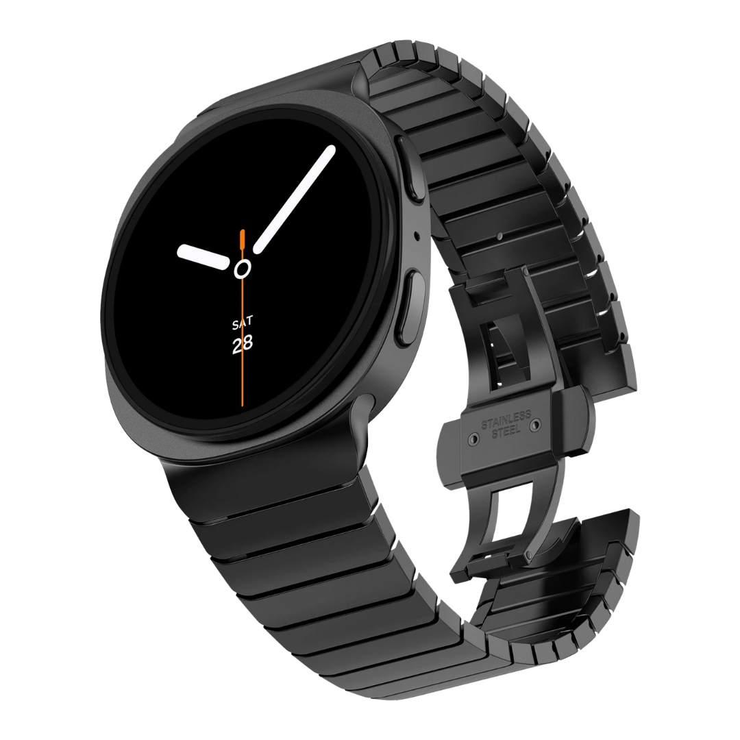 Black Luxury Stainless Steel Link Band for Samsung Galaxy Watch 8/9 – 44mm