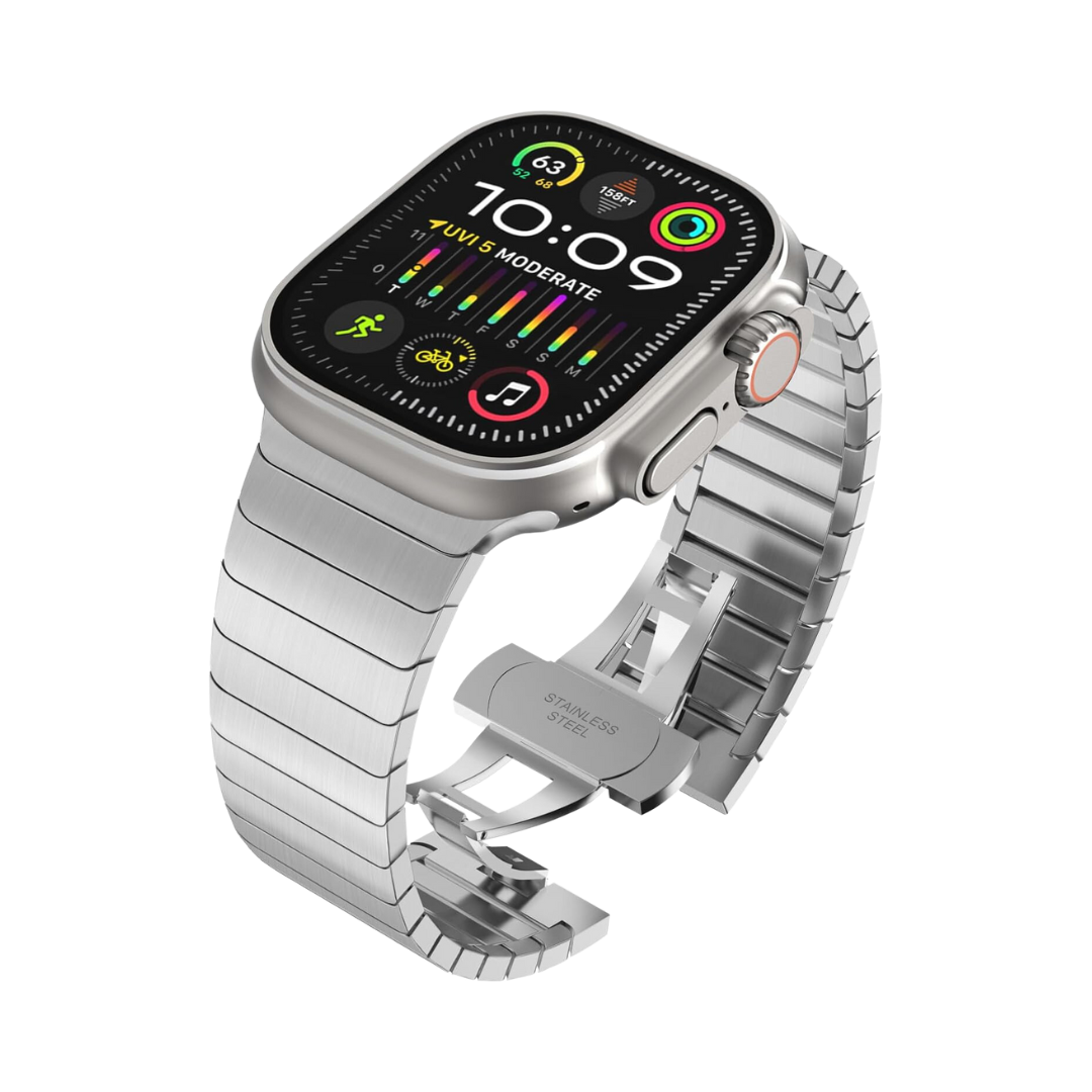 Premium Stylish Metal Stainless Steel Link Bracelet By Shopyholy For iWatch Ultra