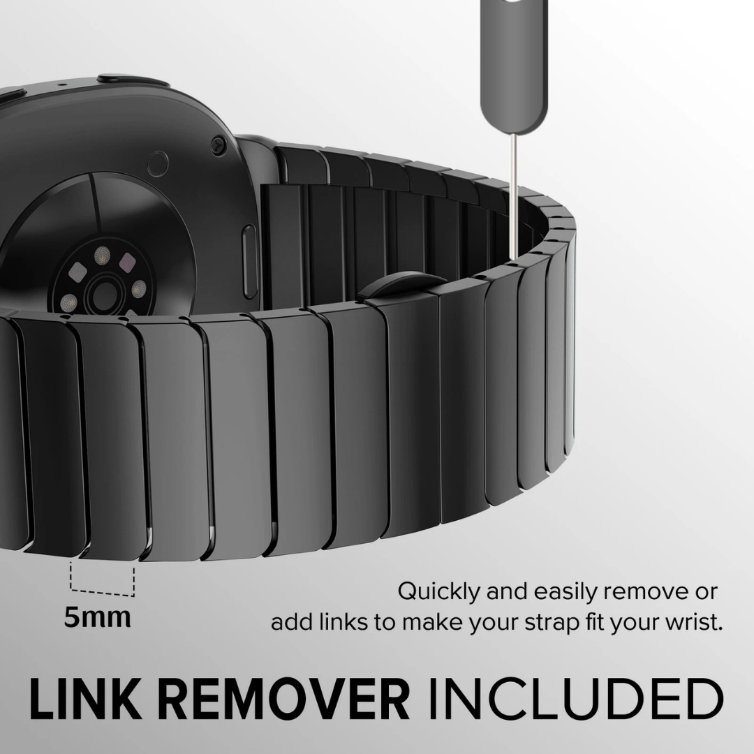 Black Luxury Stainless Steel Link Band for Samsung Galaxy Watch 8/9 – 44mm