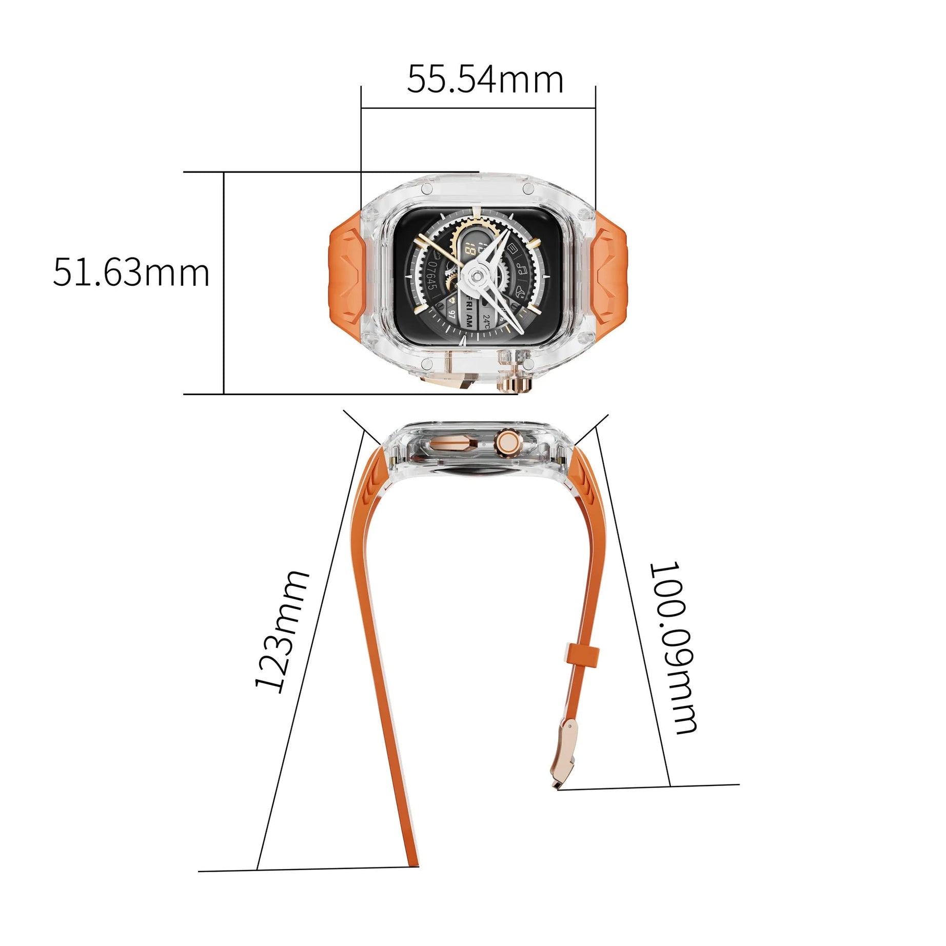 Orange Black Luxury Transparent Case by Shopyholy  Compatible for Apple Watch