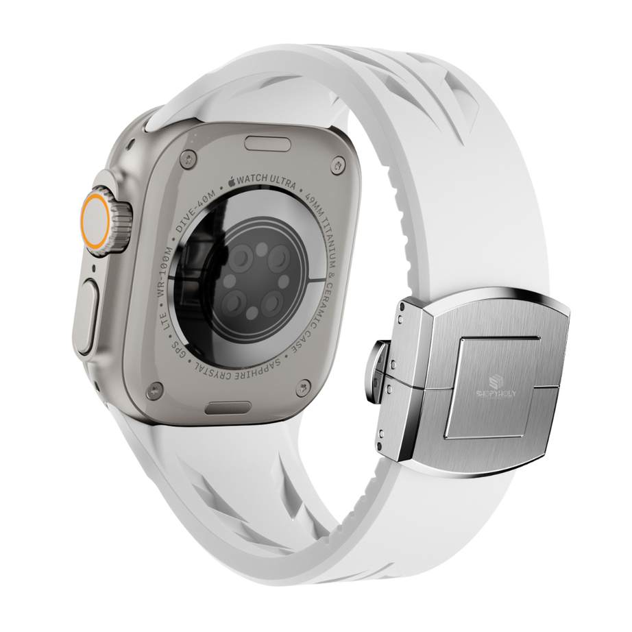 White Luxury Concept Silicone Straps By Shopyholy Compatible For Apple Watch