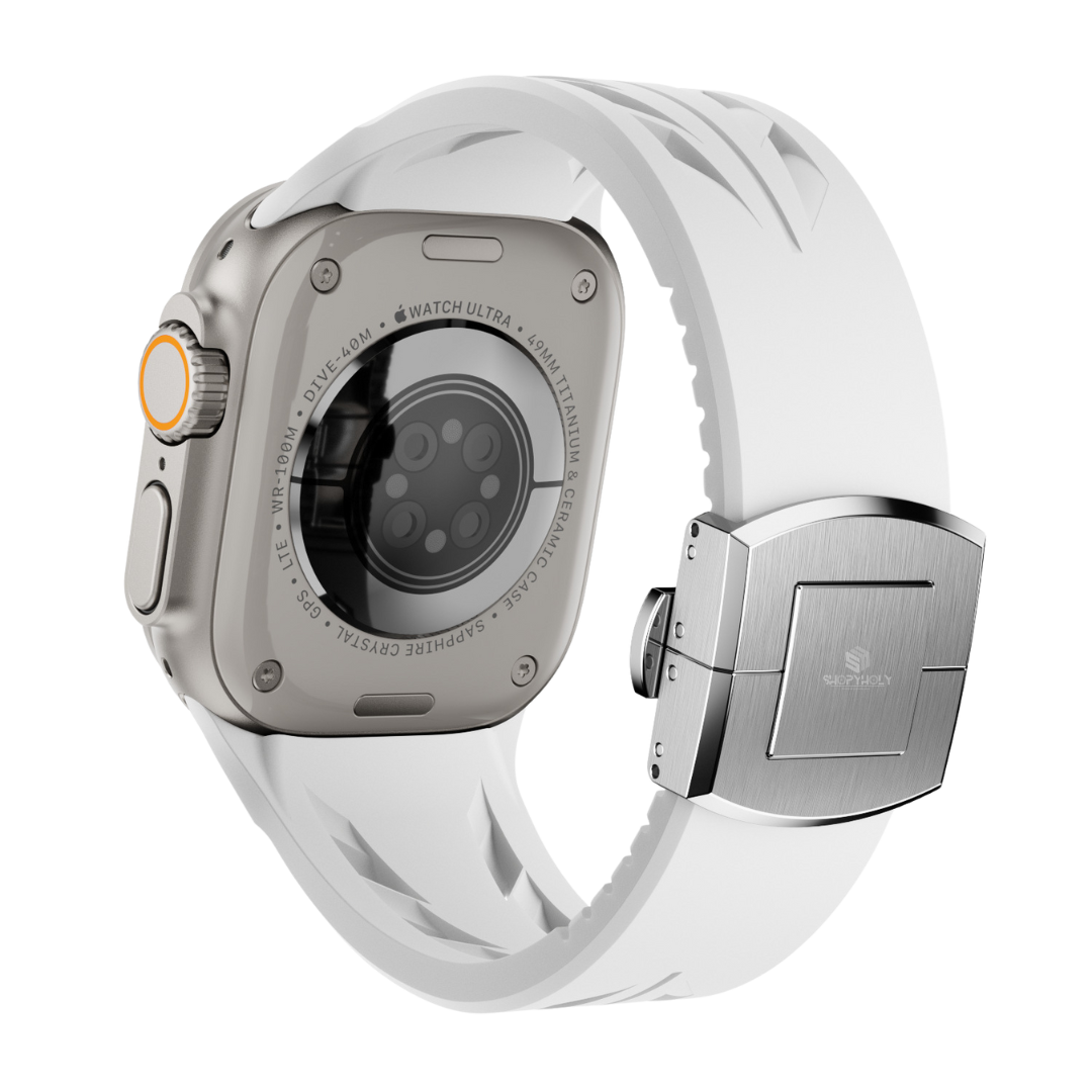 White Luxury Concept Silicone Straps By Shopyholy Compatible For Apple Watch