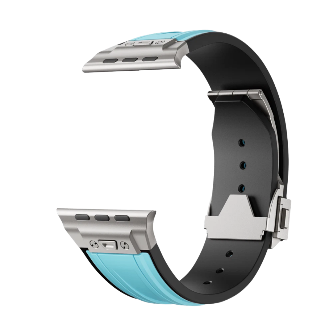 Blue Luxury Mechanical Slicone Sports Band By Shopyholy Compatible For Apple Watch