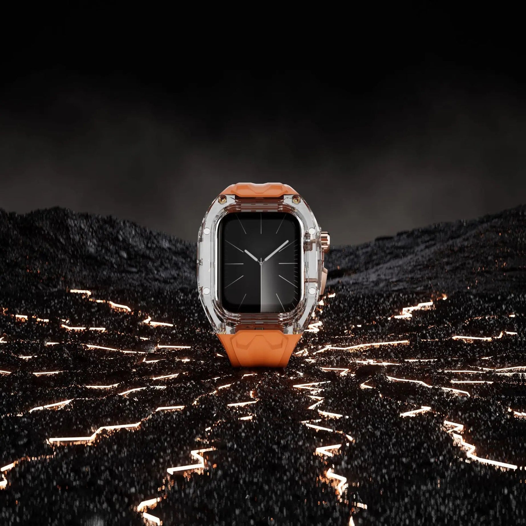 Orange Black Luxury Transparent Case by Shopyholy  Compatible for Apple Watch