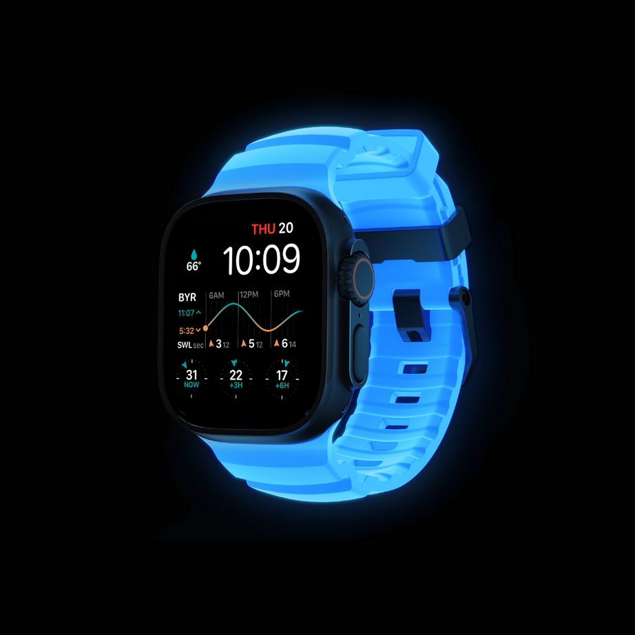 Glowing White Premium Rugged Silicone With Metal Buckle By Shopyholy Compatible For Apple Watch