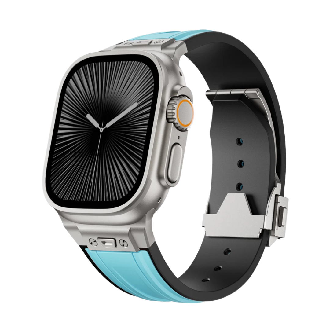 Blue Luxury Mechanical Slicone Sports Band By Shopyholy Compatible For Apple Watch