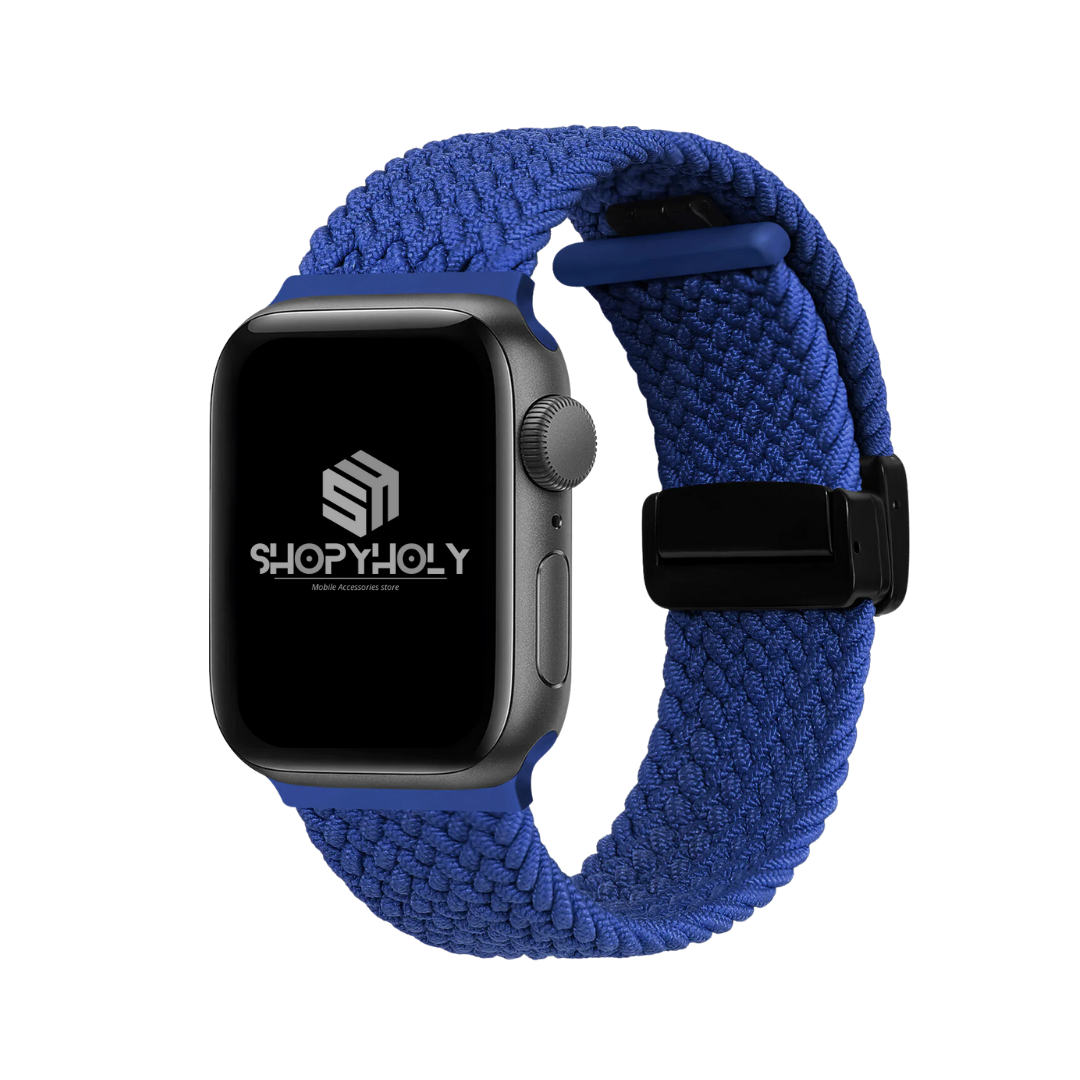 Atlantic Blue Premium Braided Magnetic D Buckle By Shopyholy Compatible For iWatch
