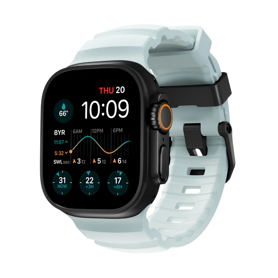 Glowing White Premium Rugged Silicone With Metal Buckle By Shopyholy Compatible For Apple Watch