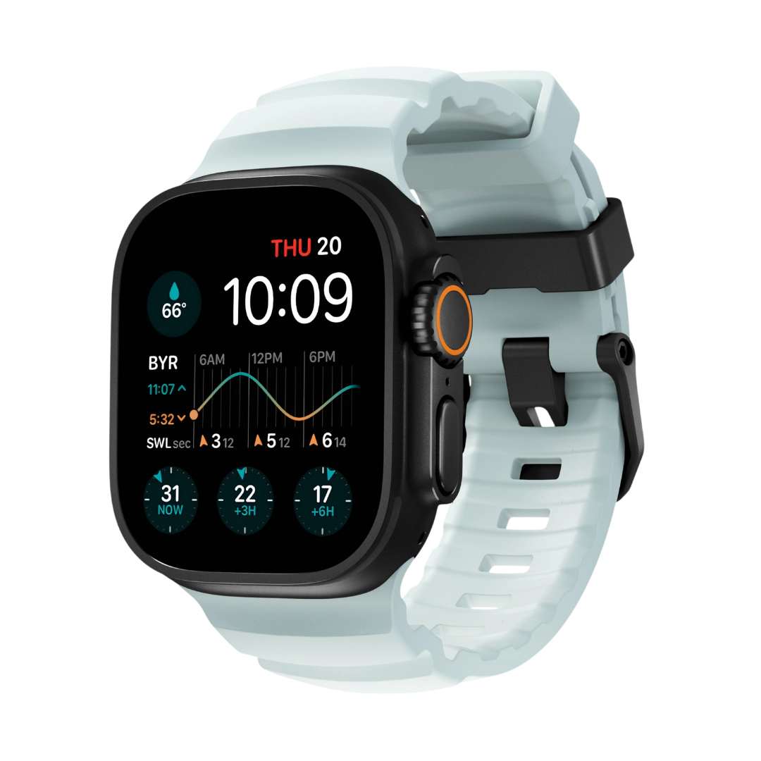 Glowing White Premium Rugged Silicone With Metal Buckle By Shopyholy Compatible For Apple Watch