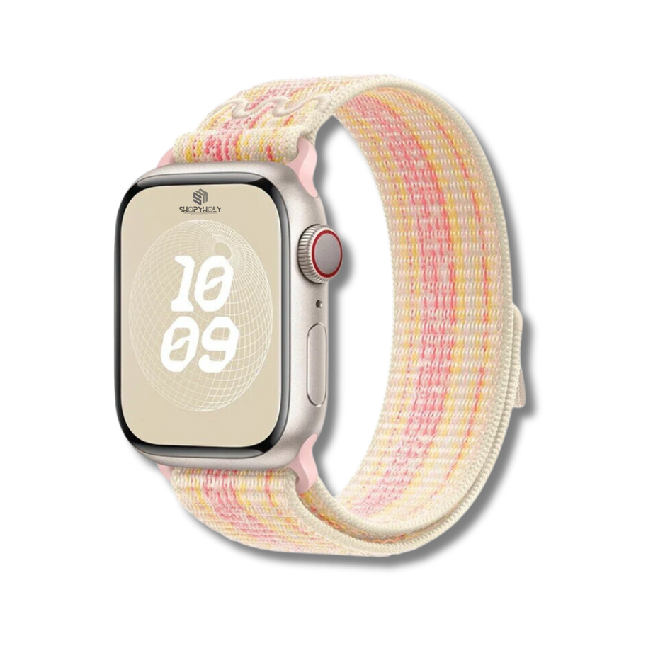 Starlight Pink Nike Nylon Sports Bands By Shopyholy Compatible For iWatch