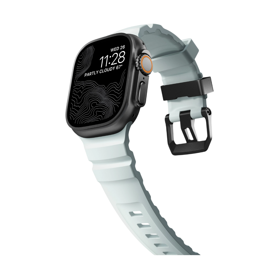 Glowing White Premium Rugged Silicone With Metal Buckle By Shopyholy Compatible For Apple Watch