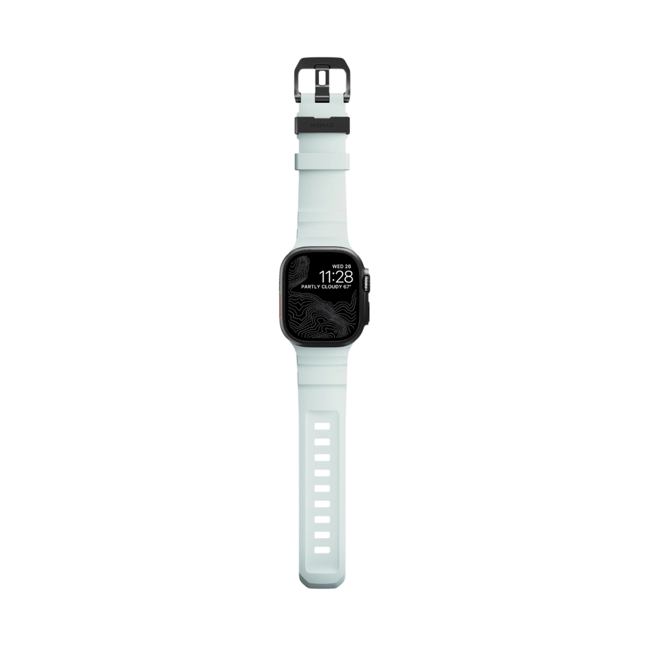 Glowing White Premium Rugged Silicone With Metal Buckle By Shopyholy Compatible For Apple Watch