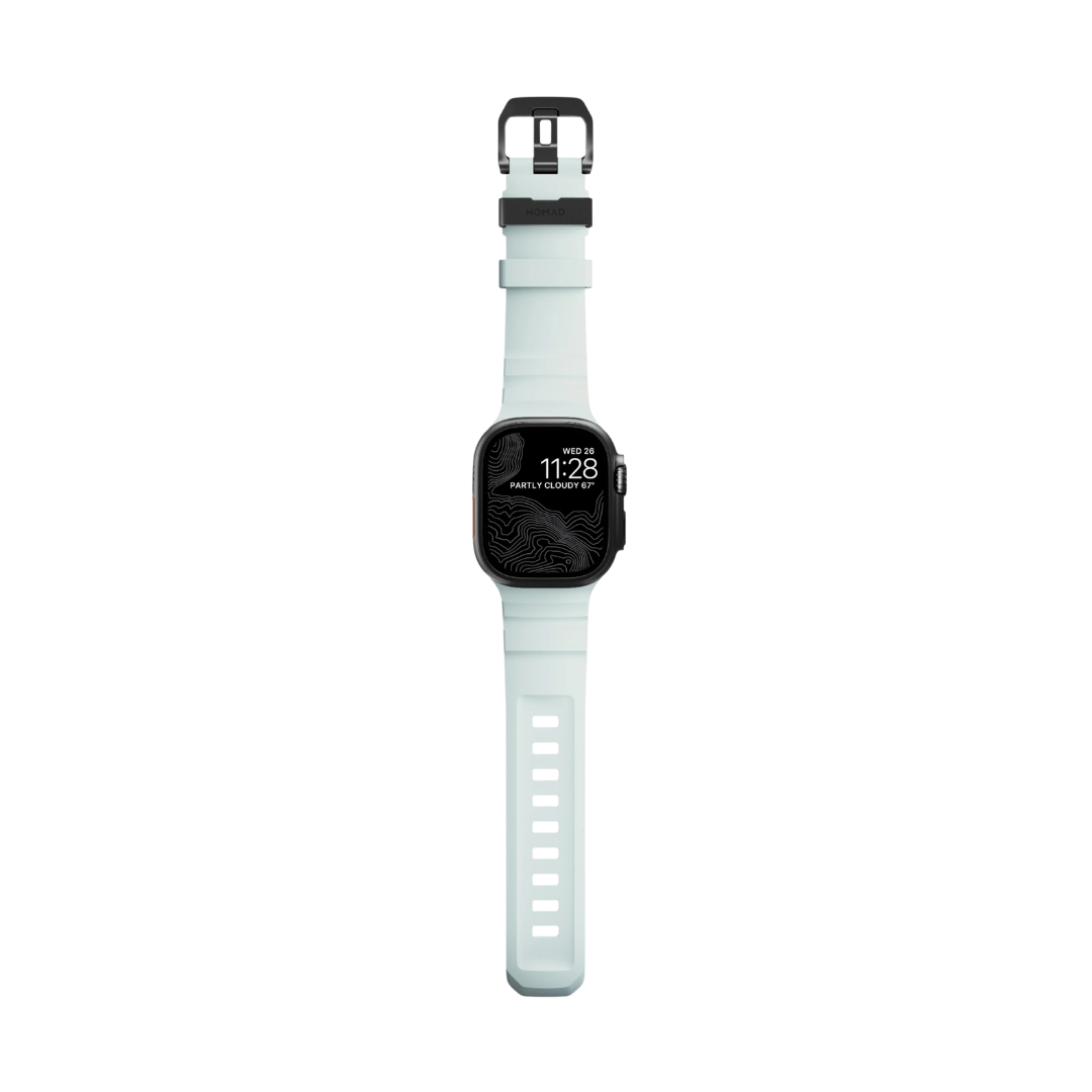 Glowing White Premium Rugged Silicone With Metal Buckle By Shopyholy Compatible For Apple Watch