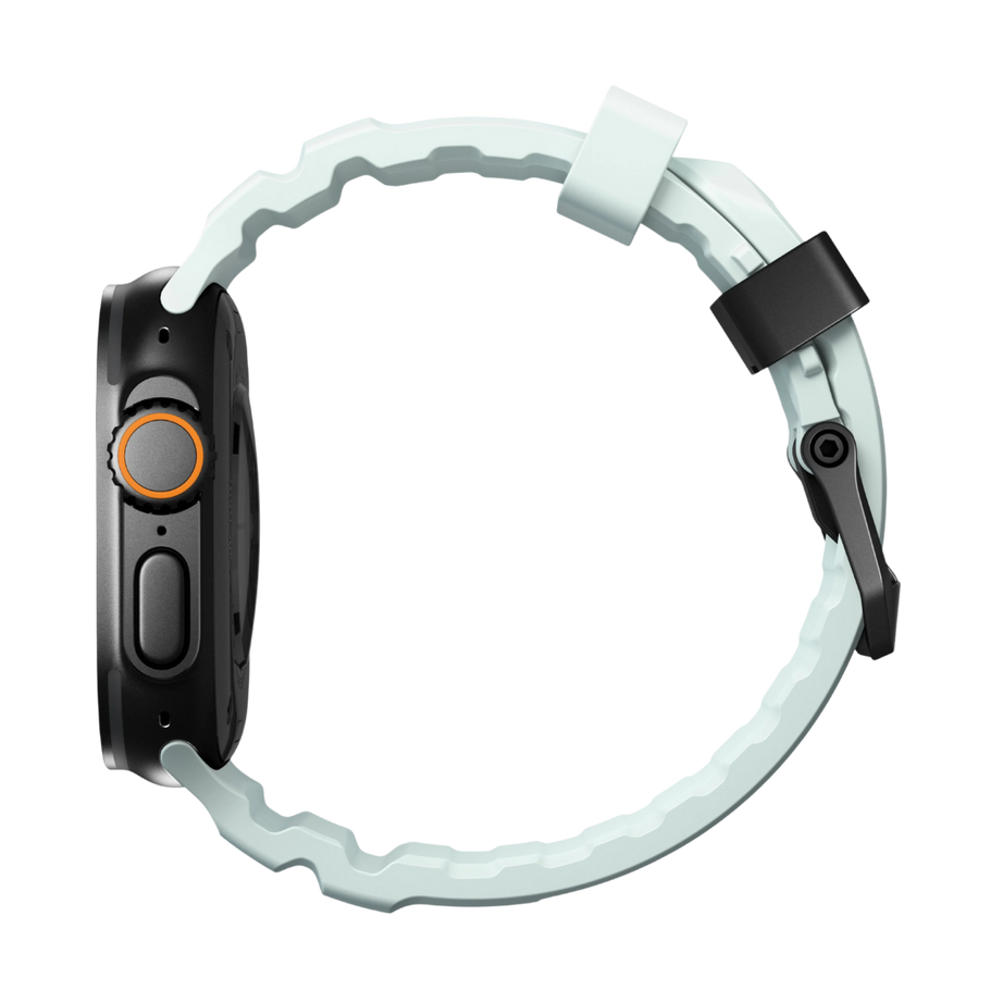 Glowing White Premium Rugged Silicone With Metal Buckle By Shopyholy Compatible For Apple Watch