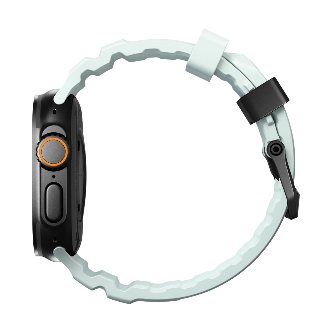 Glowing White Premium Rugged Silicone With Metal Buckle By Shopyholy Compatible For Apple Watch