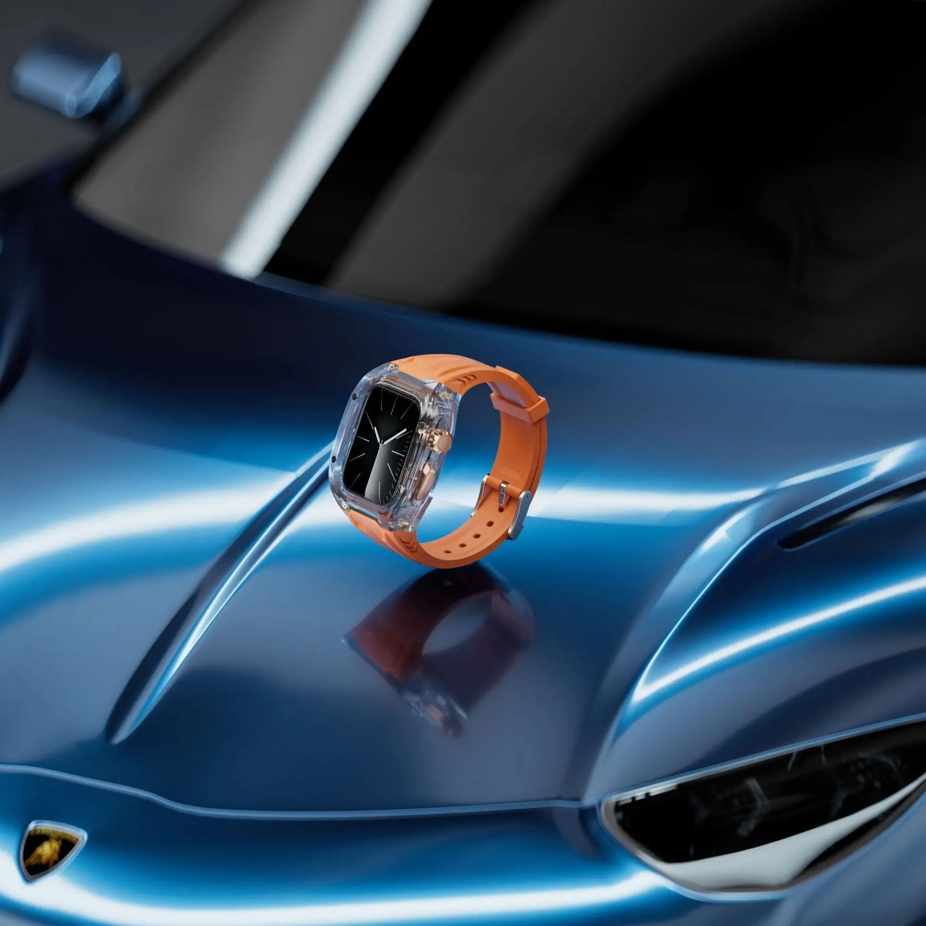 Orange Black Luxury Transparent Case by Shopyholy  Compatible for Apple Watch