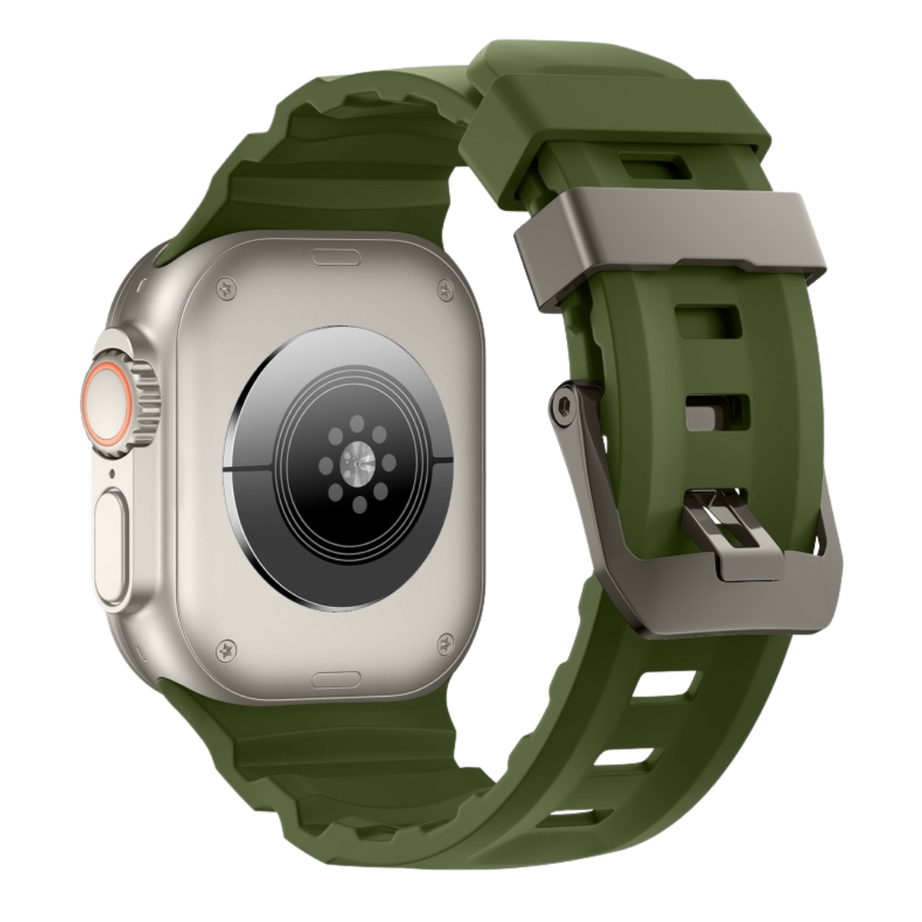 Green T Premium Rugged Silicone With Metal Buckle By Shopyholy Compatible For Apple Watch