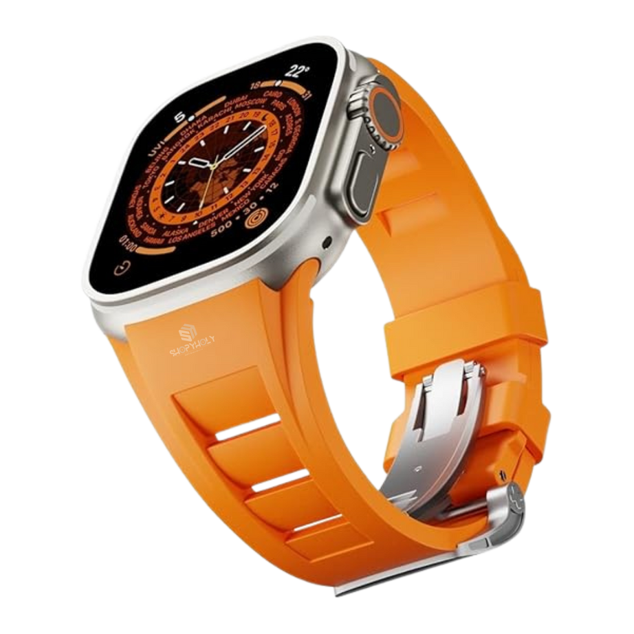 Orange Luxury Richard Miller Butterfly Lock Sports Bands By Shopyholy Comaptible For iWatch