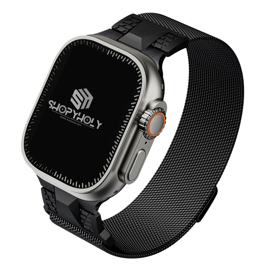 Black Luxury Armor Milanese Loop By Shopyholy Compatible for iWatch