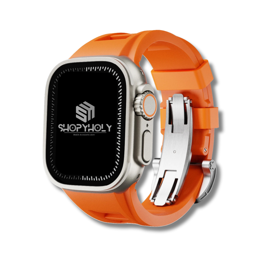 Orange Luxury Richard Miller Butterfly Lock Sports Bands By Shopyholy Comaptible For iWatch