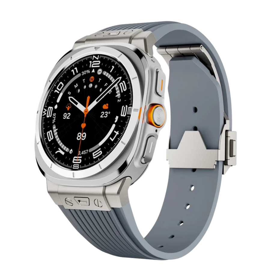 Grey Luxury Galaxy Watch Ultra 47mm Silicone Band with Folding Clasp