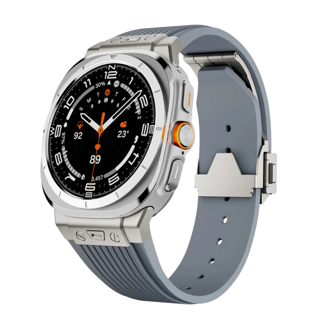 Grey Luxury Galaxy Watch Ultra 47mm Silicone Band with Folding Clasp
