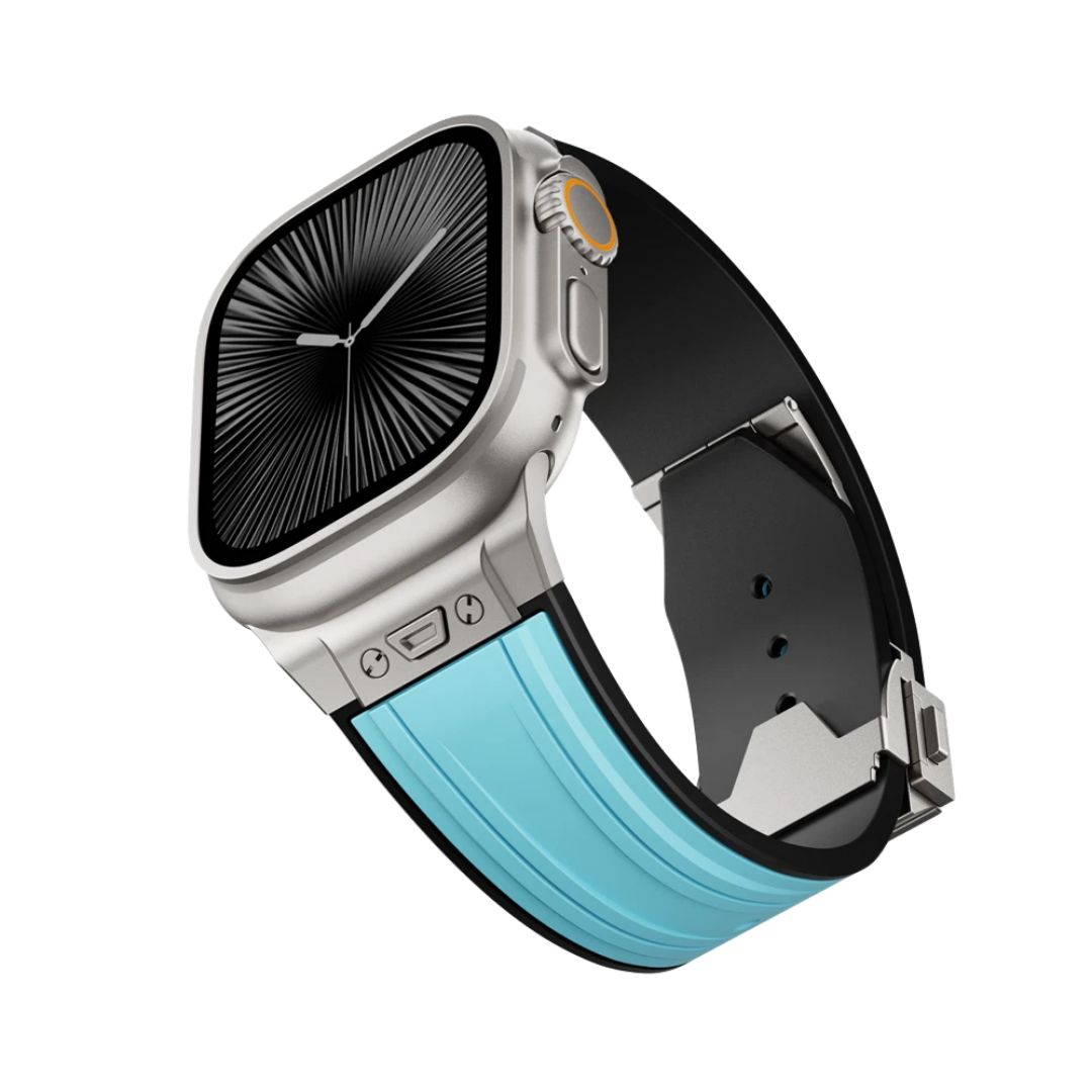Blue Luxury Mechanical Slicone Sports Band By Shopyholy Compatible For Apple Watch