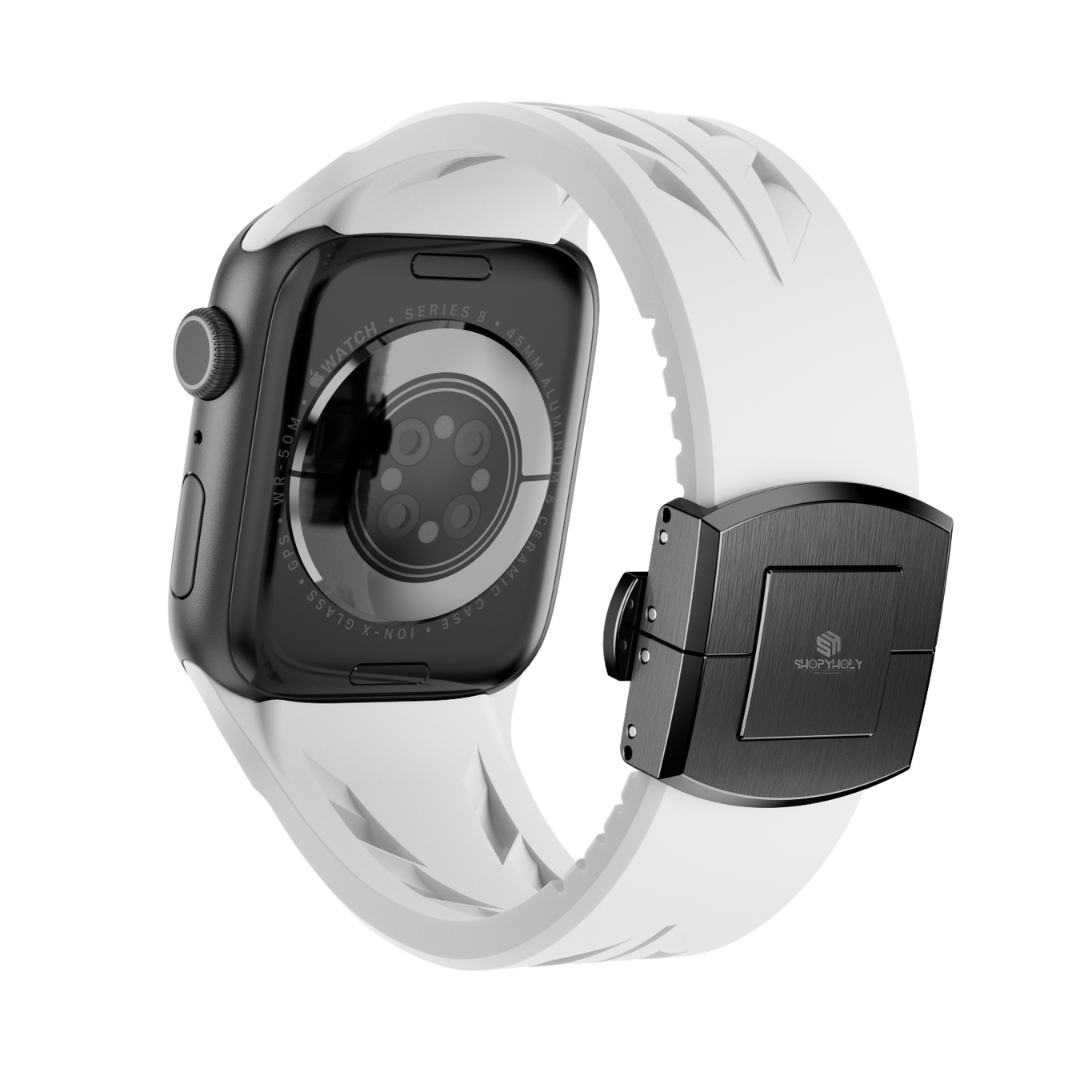 White Black Luxury Concept Silicone Straps By Shopyholy Compatible For Apple Watch