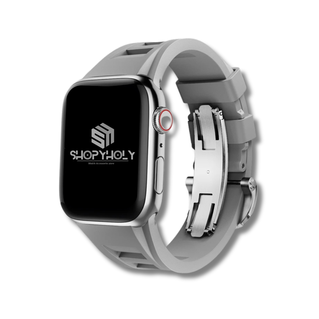 Grey Luxury Richard Miller Butterfly Lock Sports Bands By Shopyholy Comaptible For iWatch