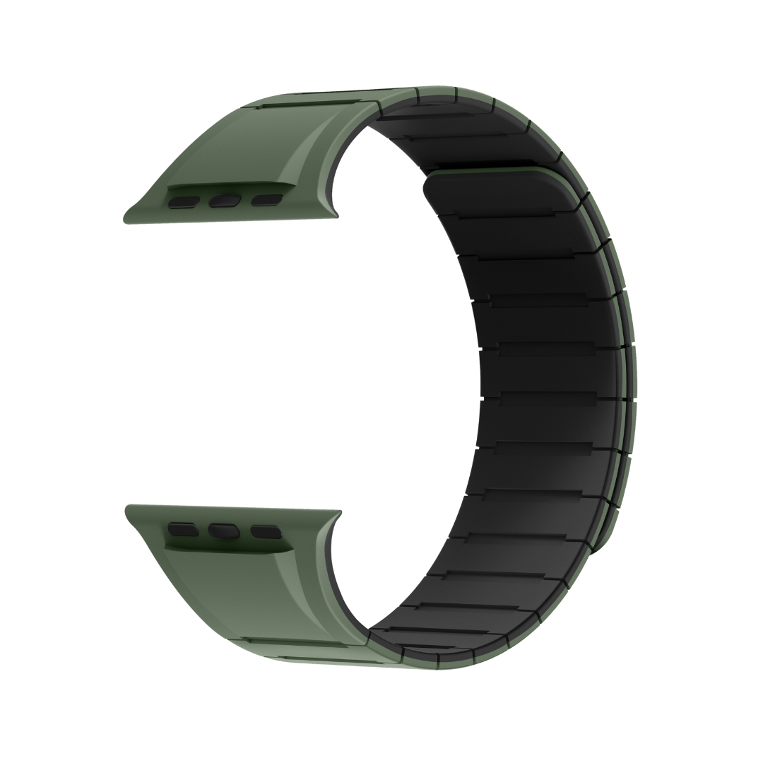 Green Black Luxury Strong Magnetic Silicone Loop By Shopyholy Comaptible For Apple Watch