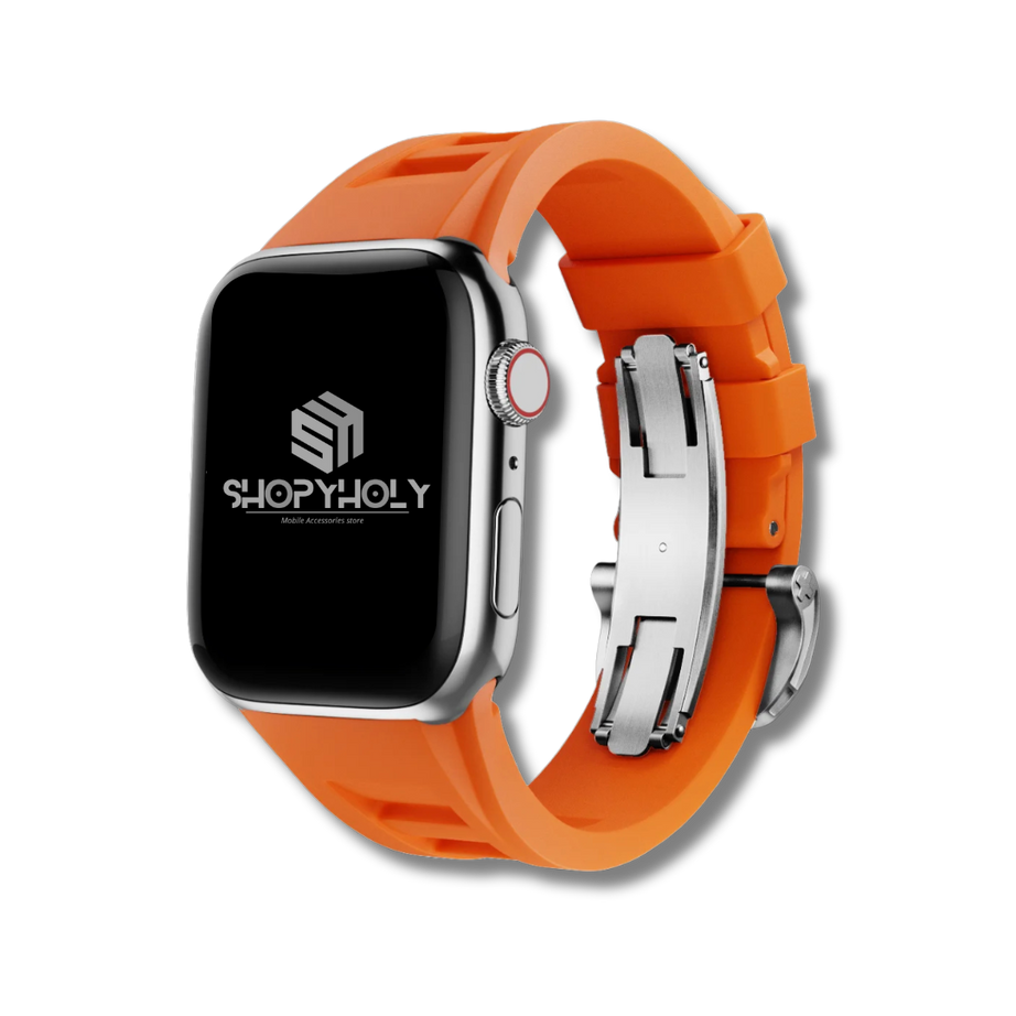 Orange Luxury Richard Miller Butterfly Lock Sports Bands By Shopyholy Comaptible For iWatch