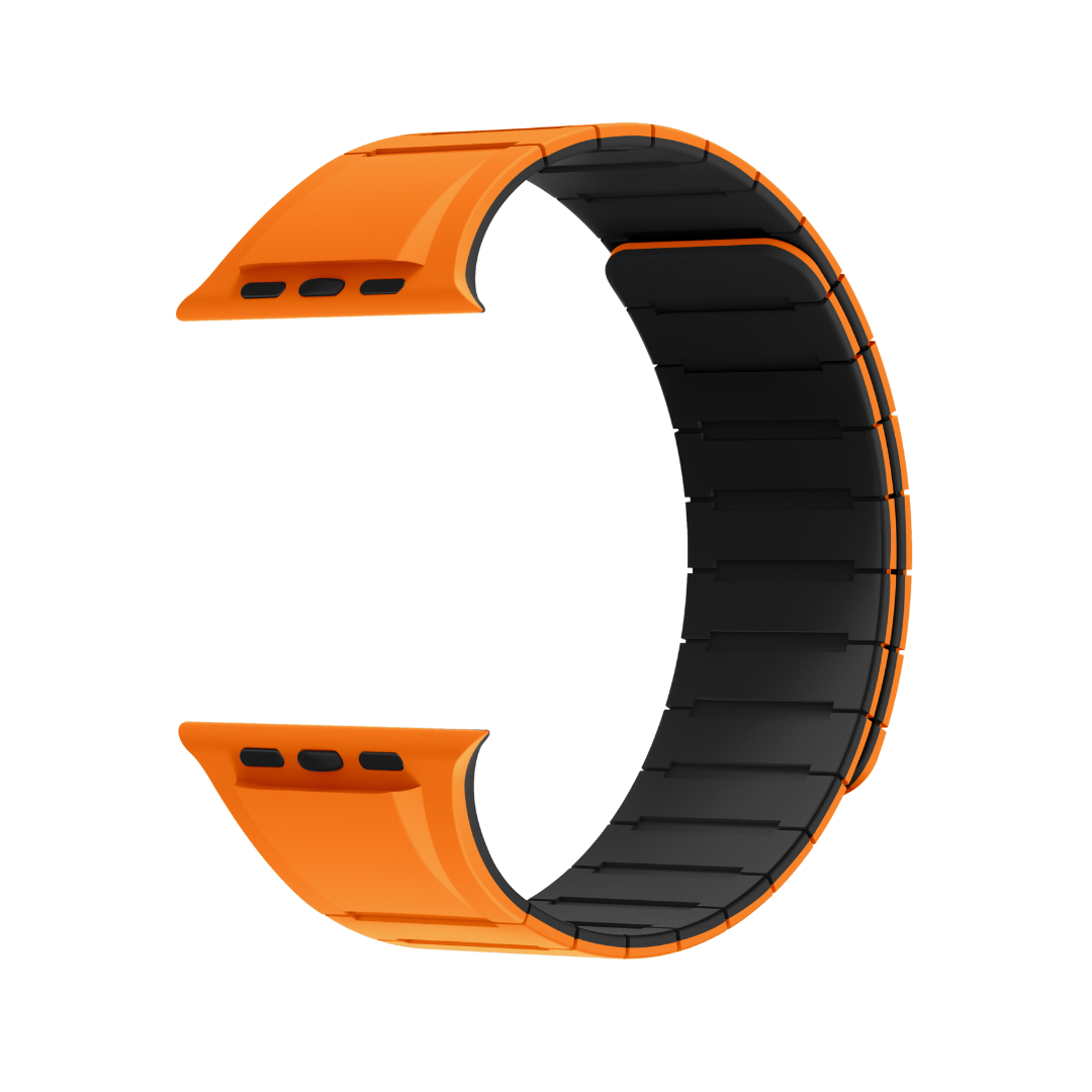 Orange Black Luxury Strong Magnetic Silicone Loop By Shopyholy Comaptible For Apple Watch