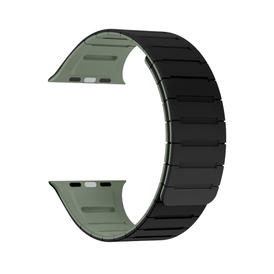 Black Light Green Luxury Strong Magnetic Silicone Loop By Shopyholy Comaptible For Apple Watch