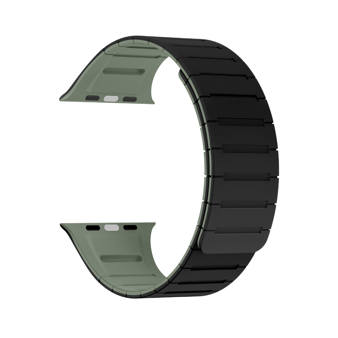 Black Light Green Luxury Strong Magnetic Silicone Loop By Shopyholy Comaptible For Apple Watch