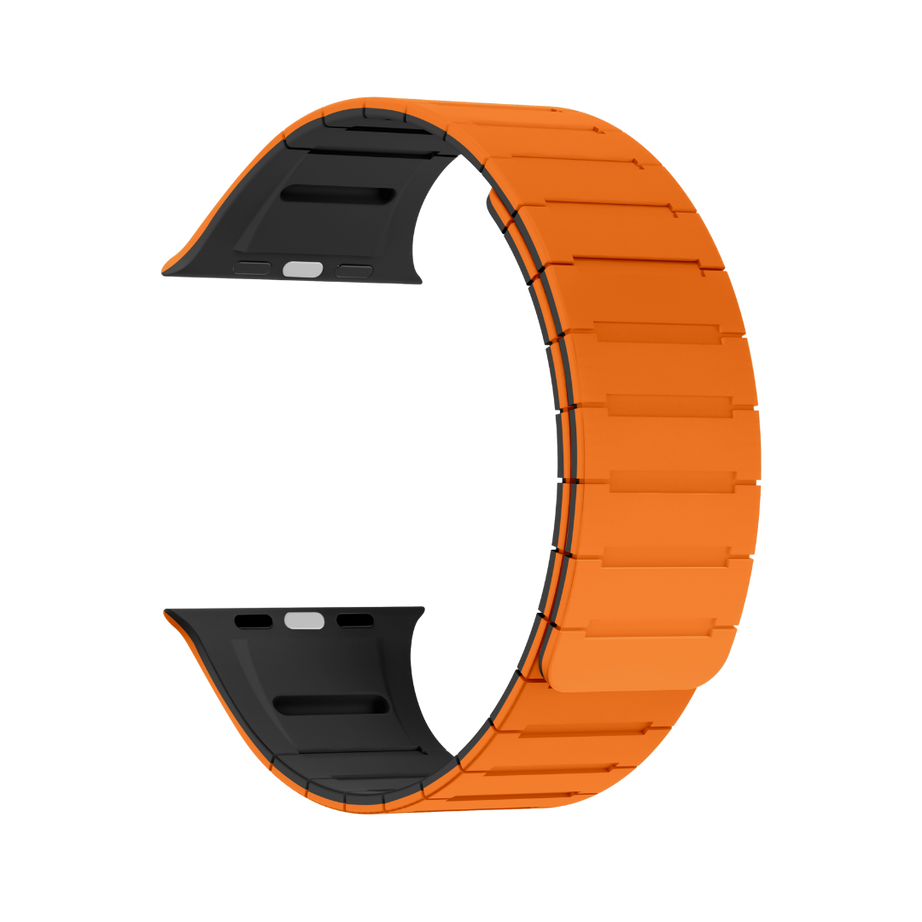 Orange Black Luxury Strong Magnetic Silicone Loop By Shopyholy Comaptible For Apple Watch