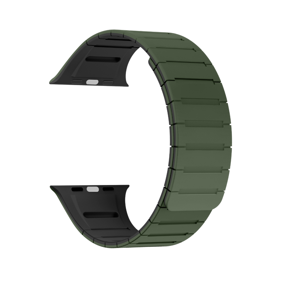 Green Black Luxury Strong Magnetic Silicone Loop By Shopyholy Comaptible For Apple Watch