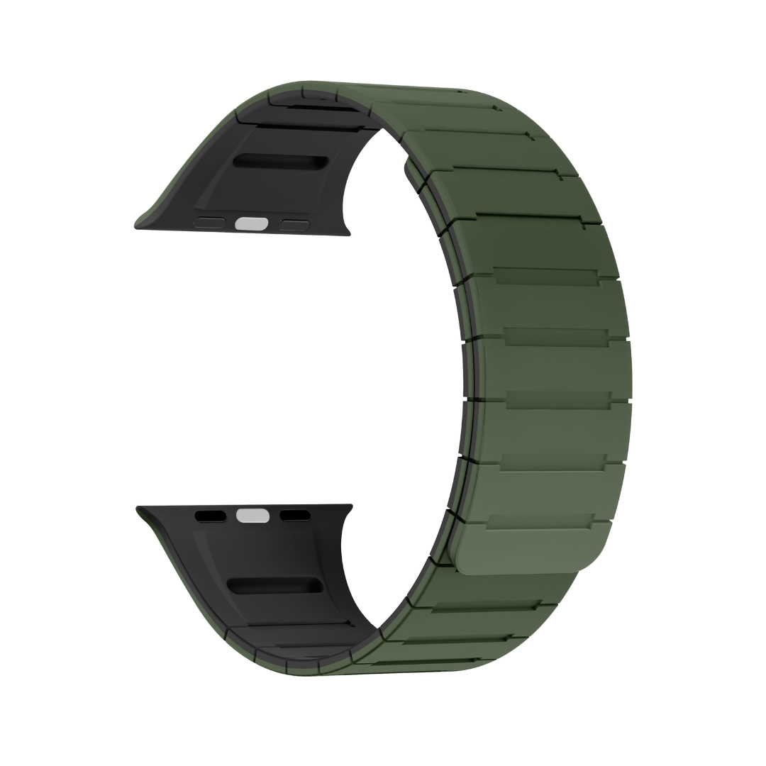 Green Black Luxury Strong Magnetic Silicone Loop By Shopyholy Comaptible For Apple Watch
