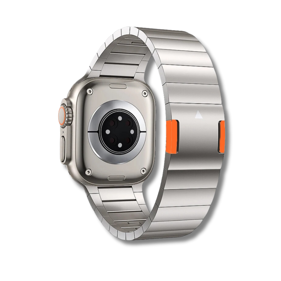 Titanium Orange Magnetic Lock Straps By Shopyholy For iWatch