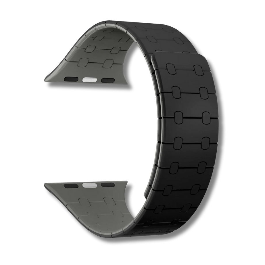 Black Grey Premium AP Magnetic Silicone Loop By Shopyholy Compatible For iWatch