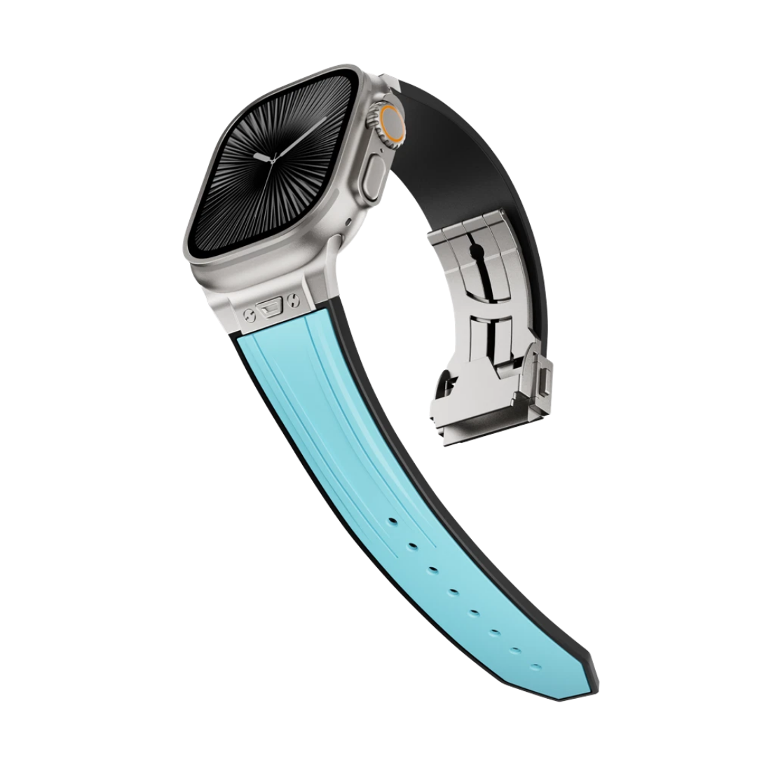 Blue Luxury Mechanical Slicone Sports Band By Shopyholy Compatible For Apple Watch