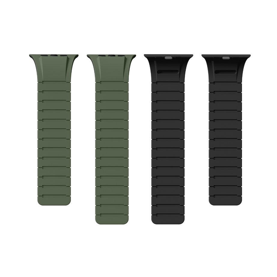 Green Black Luxury Strong Magnetic Silicone Loop By Shopyholy Comaptible For Apple Watch