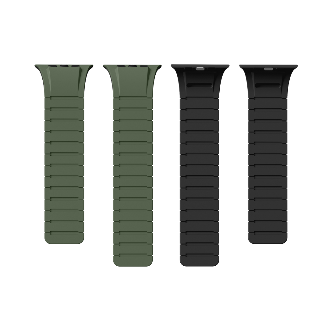 Green Black Luxury Strong Magnetic Silicone Loop By Shopyholy Comaptible For Apple Watch
