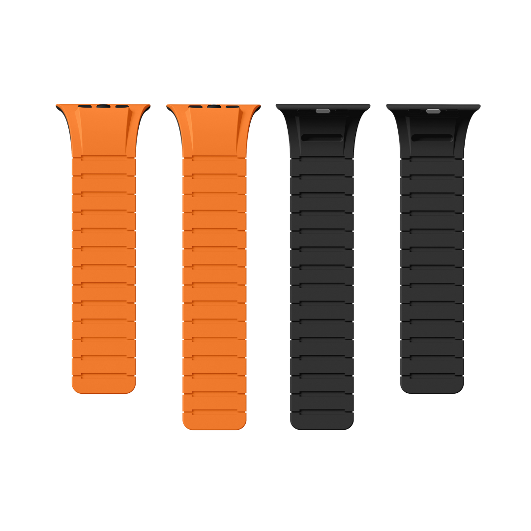 Orange Black Luxury Strong Magnetic Silicone Loop By Shopyholy Comaptible For Apple Watch