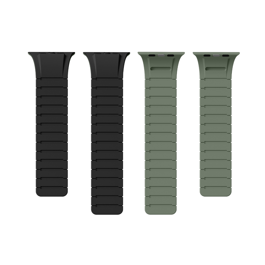 Black Light Green Luxury Strong Magnetic Silicone Loop By Shopyholy Comaptible For Apple Watch