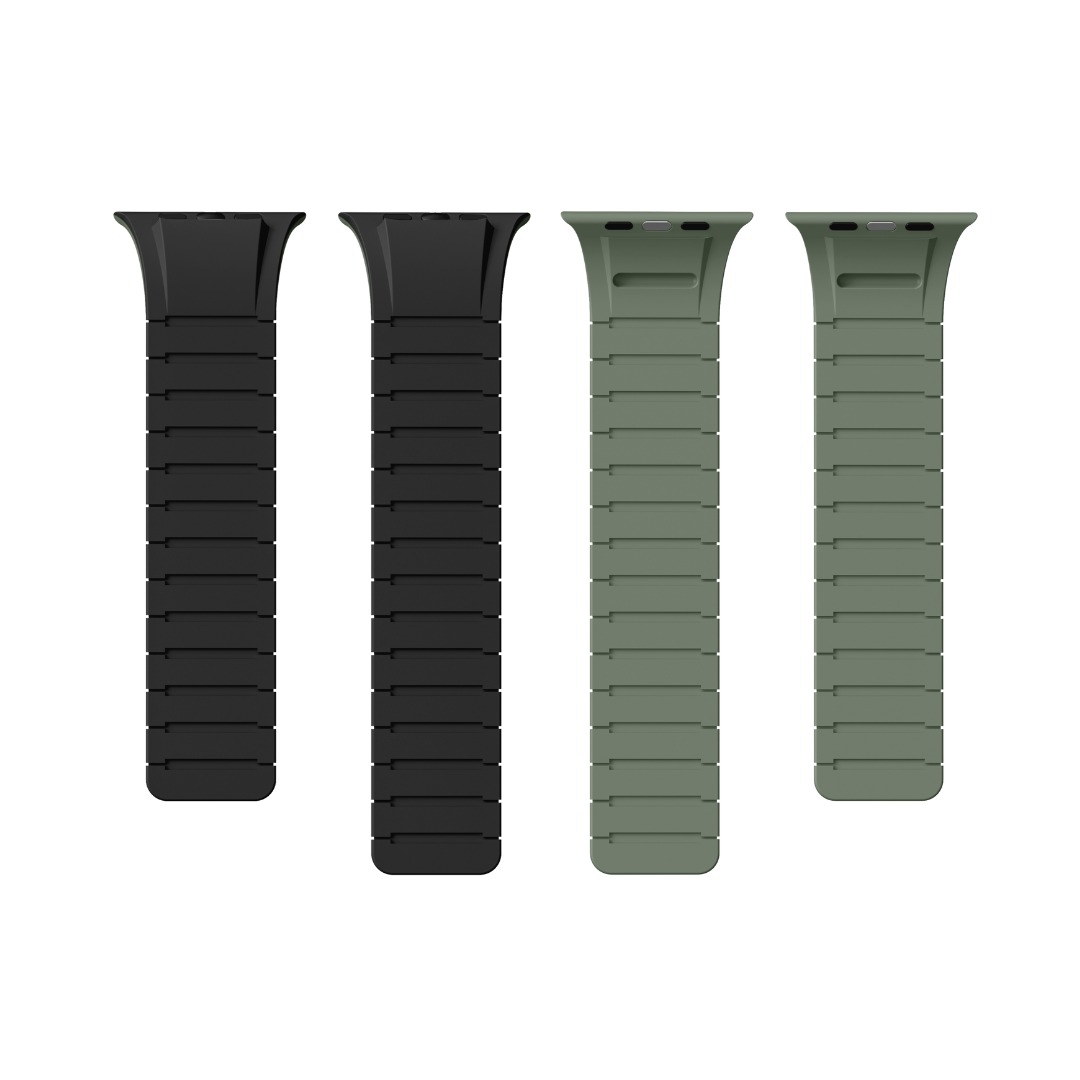 Black Light Green Luxury Strong Magnetic Silicone Loop By Shopyholy Comaptible For Apple Watch