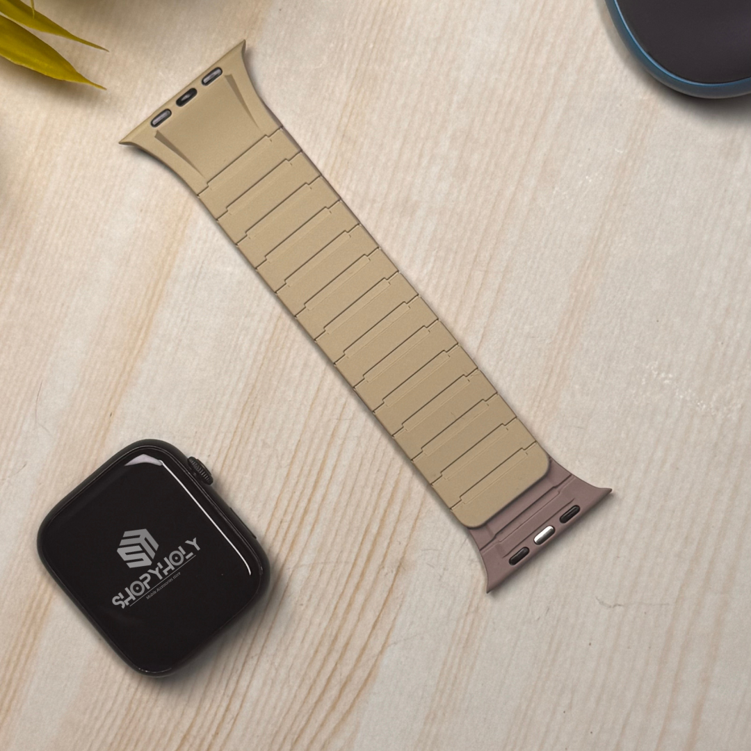Camel Pink Luxury Strong Magnetic Silicone Loop By Shopyholy Comaptible For Apple Watch